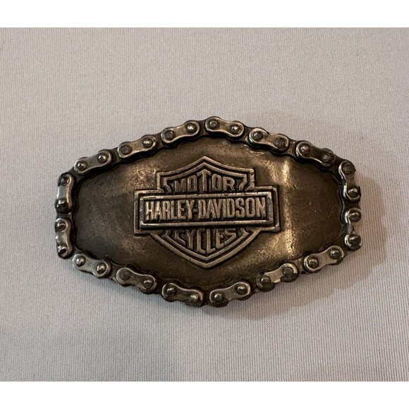 Vintage 1970’s Harley Davidson Motorcycle Chain Belt Buckle Metal - Picture 1 of 9